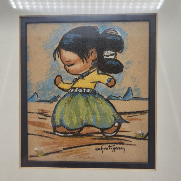 Gerda Christofferson Native American Indian Child Framed Matted Signed - Picture 2 of 7